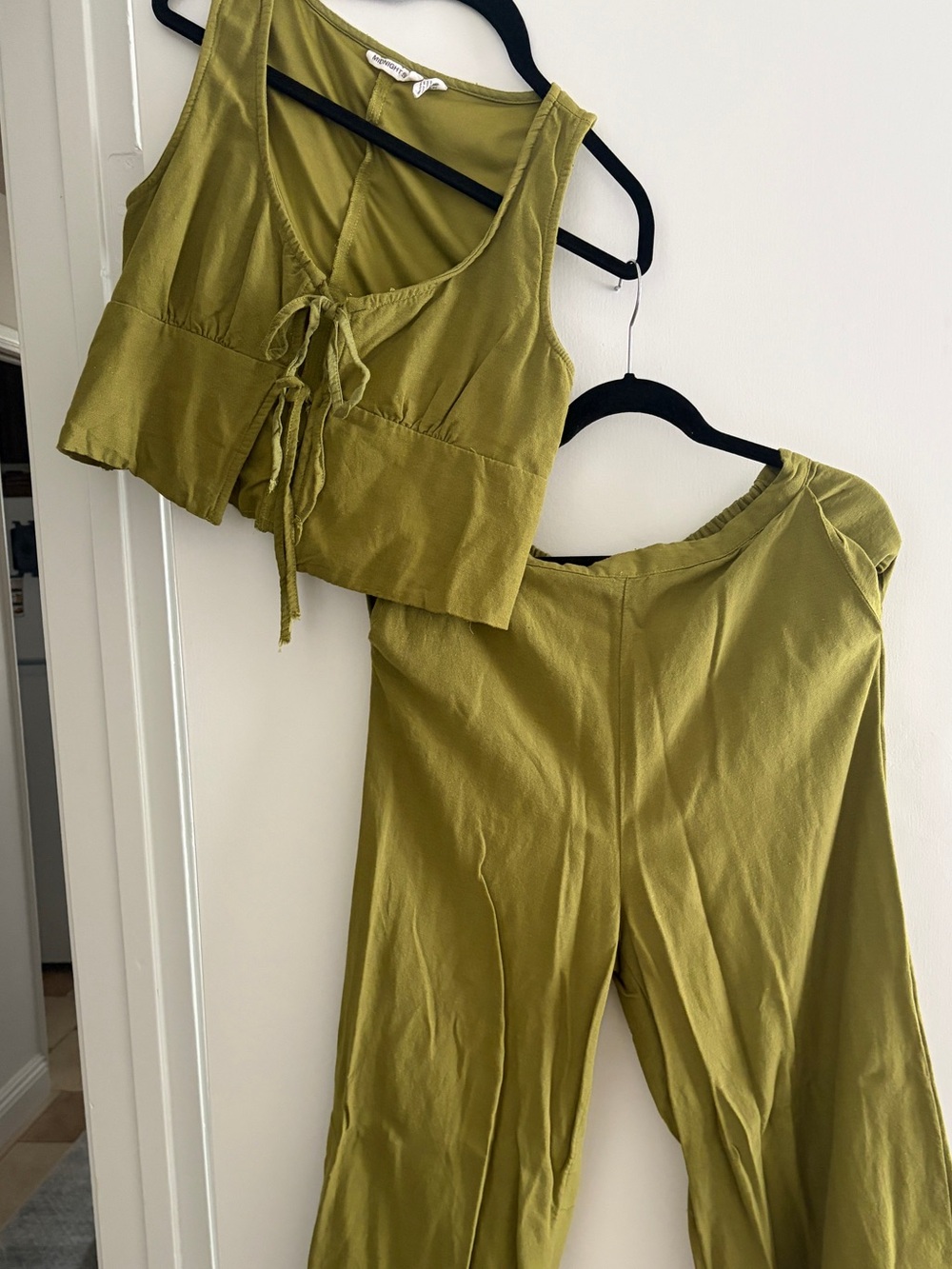 Olive Green Two-Piece Tank & Wide-Leg Pants Set